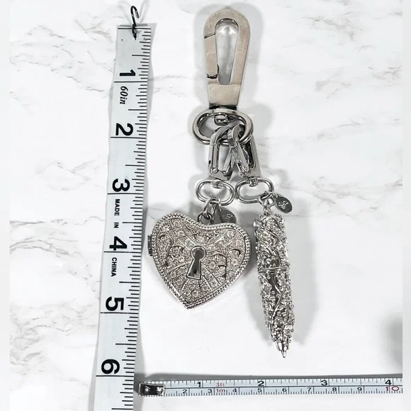 Joy Mangano Silver Bag Charm Keychain Accessory - Picture 10 of 11